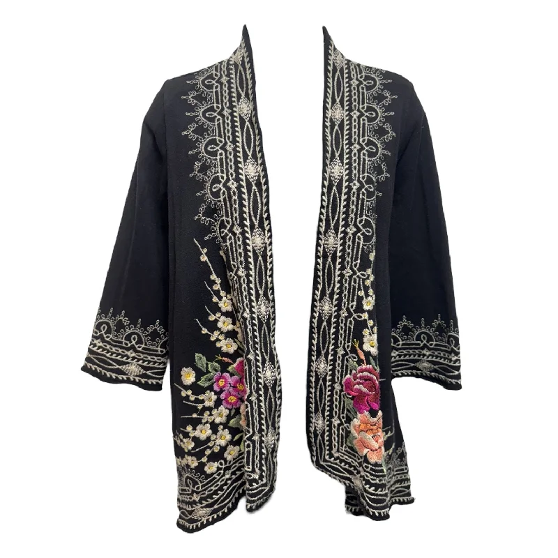 Embroidered Sweater Cardigan By Johnny Was In Black, Size: S