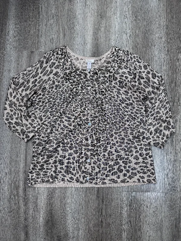 Cardigan By Chicos In Animal Print, Size: Xl