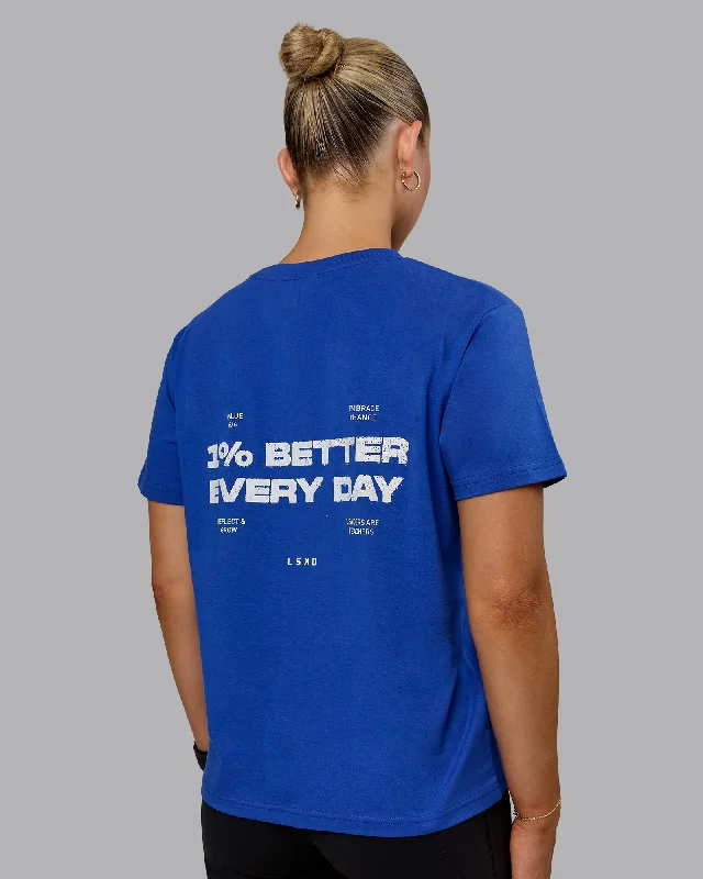 1% Better Value Series FLXCotton Tee - Power Cobalt-White