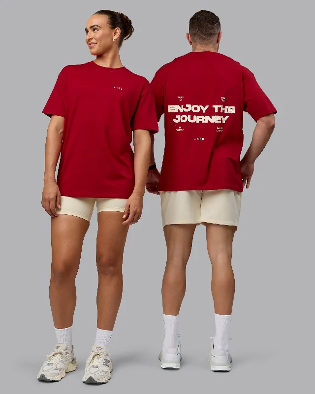 Unisex Enjoy the Journey Value Series FLXCotton Tee Oversize - Cherry Red-Ivory