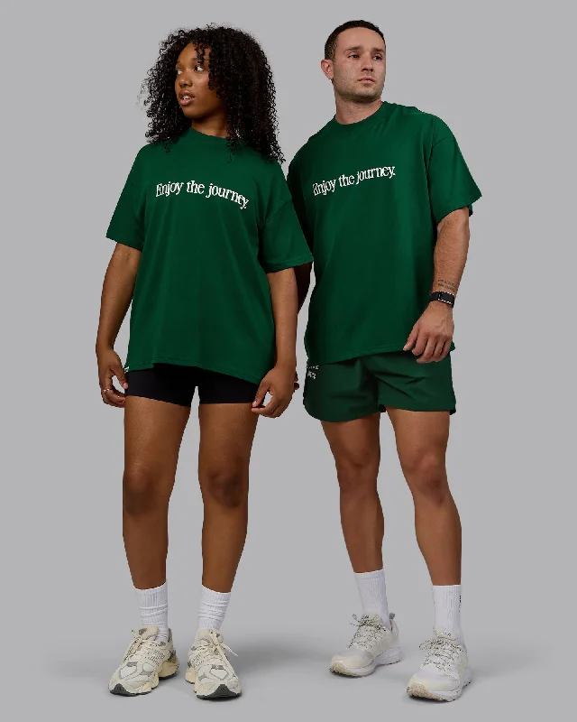 Unisex Enjoy The Journey Heavyweight Tee Oversize - Deep Emerald-Off-White