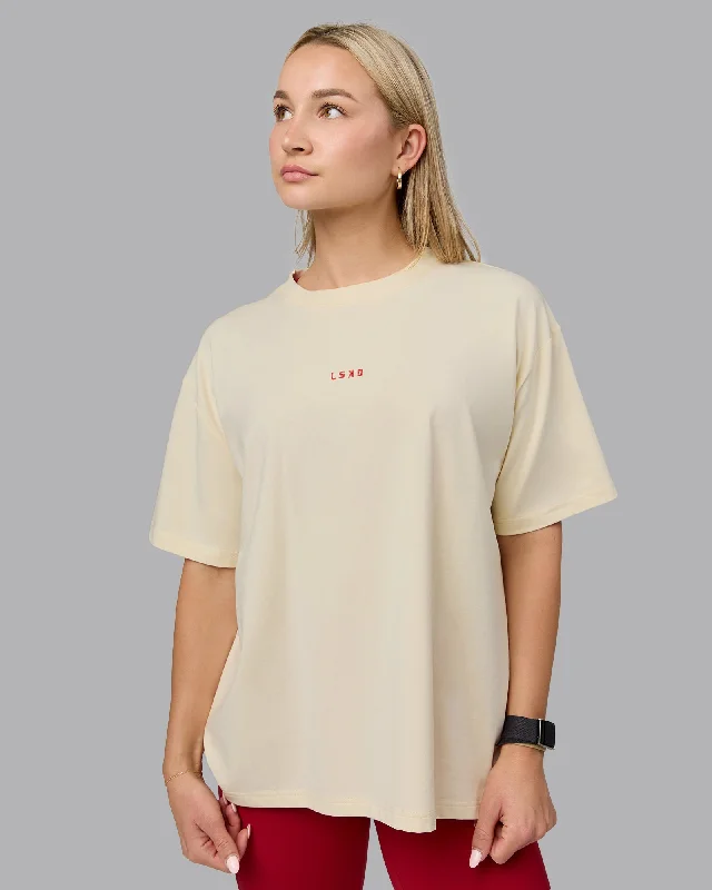 Go-To FLXCotton Oversized Tee - Ivory-Cherry Red