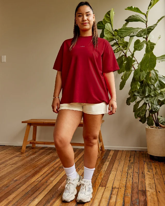 Go-To FLXCotton Oversized Tee - Cherry Red-Ivory