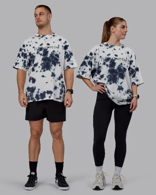 Unisex 1% Better Heavyweight Tee Oversize - White-Black Tie Dye