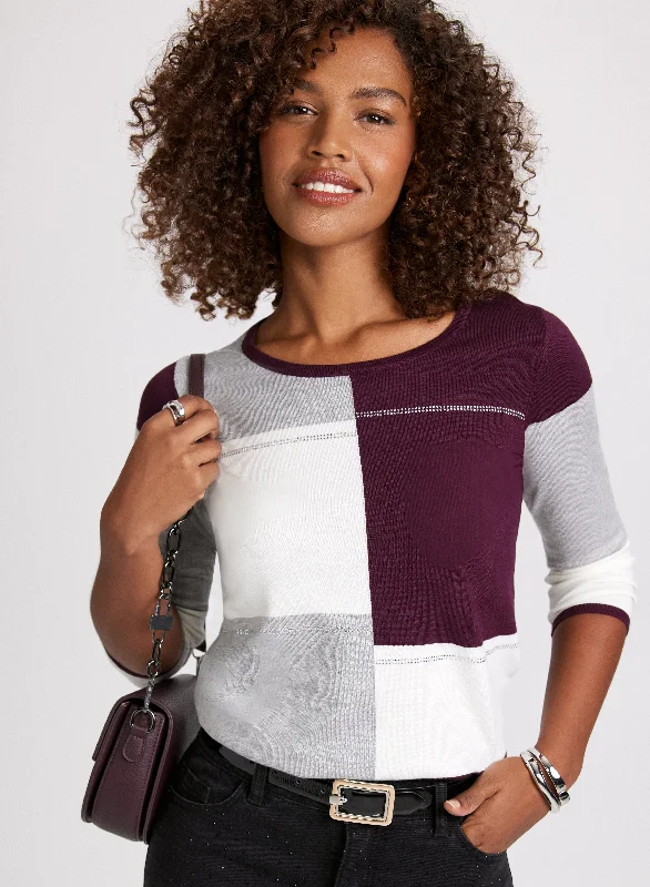 Scoop Neck Colour Block Sweater