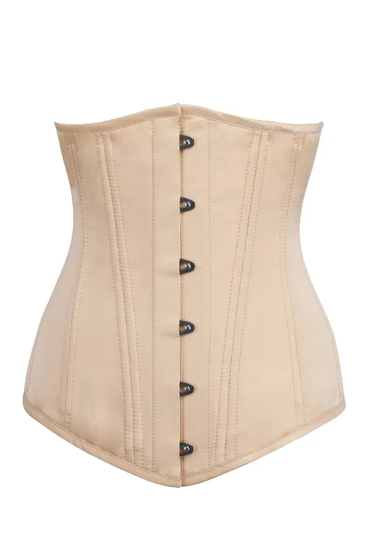 Beige Satin Longline Underbust Corset