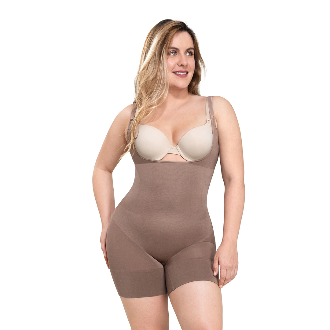 Bodysuit open bust Cocoa - Tummy control shapewear