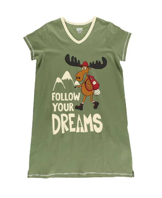 Follow Your Dreams Moose Women's V-neck Nightshirt