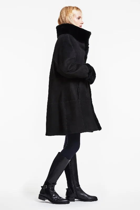 #1125 Shearling Walking Coat with drop shoulders