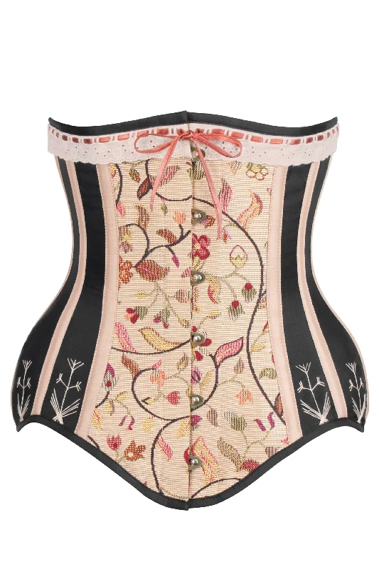 Historic brocade Underbust corset with Flossing