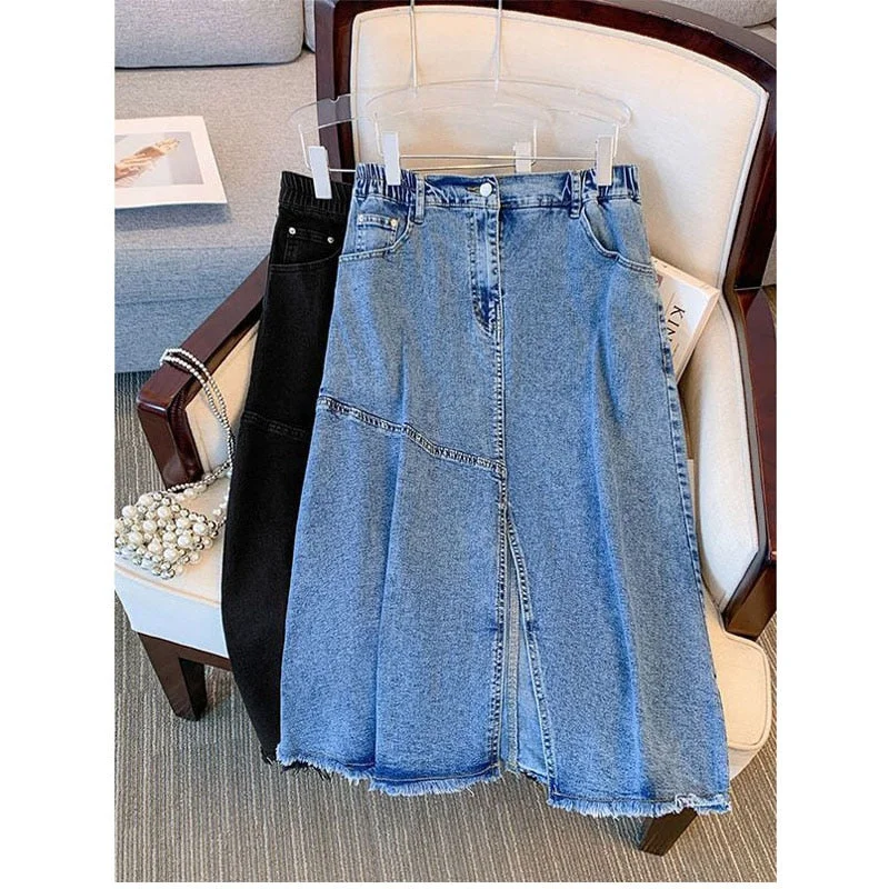 Women's Fashion 9XL Designer High Waist Denim Skirts (Plus Size)