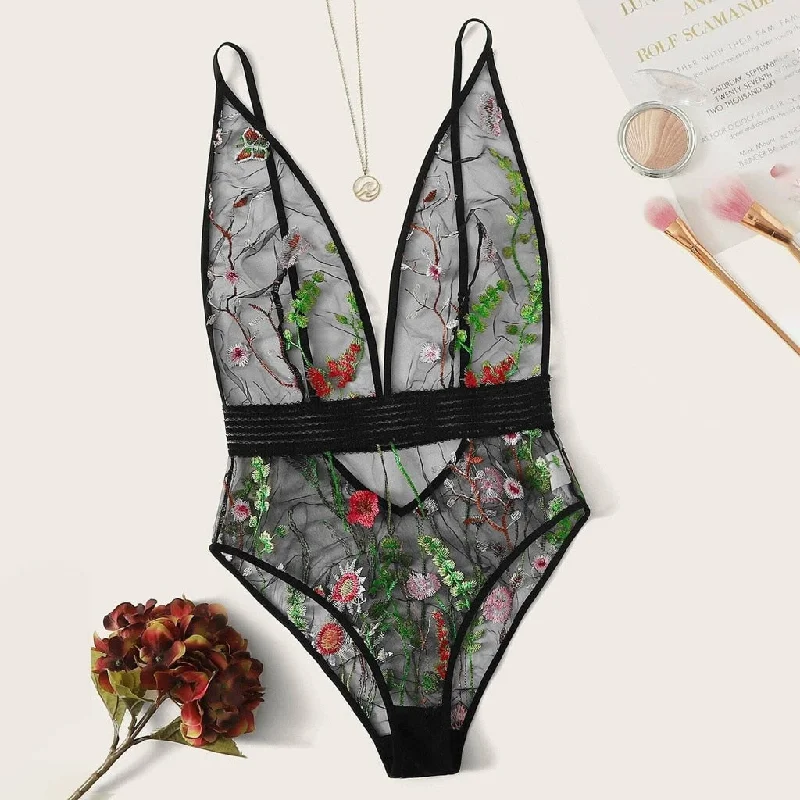 Floral Lace Lingerie Bodysuit