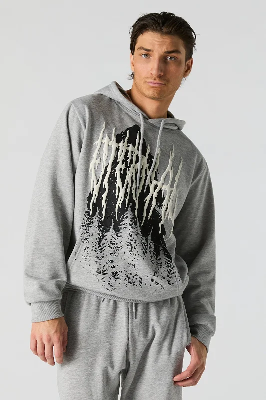 Wolf Puff Print Fleece Hoodie