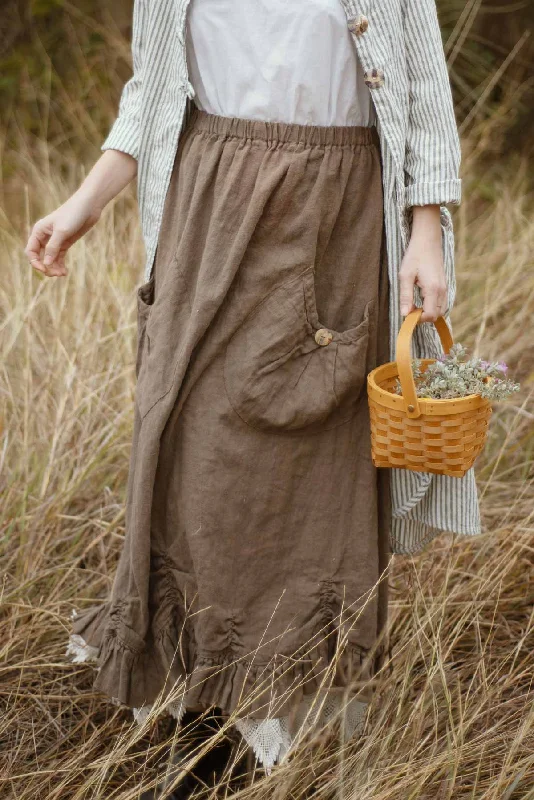 Big Pocket Petal Skirt in Linen