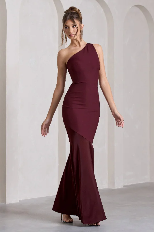 Passion | Plum One Shoulder Cut-Out Maxi Dress