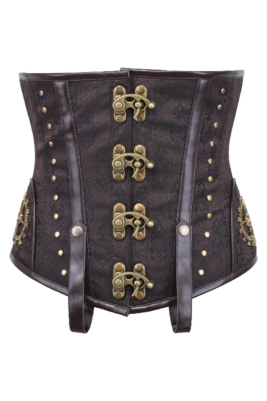 Tan Leatherette Steampunk Underbust With Vintage Style Buckles