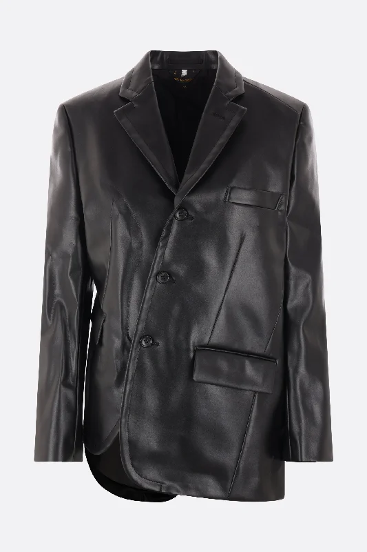 faux leather asymmetric jacket