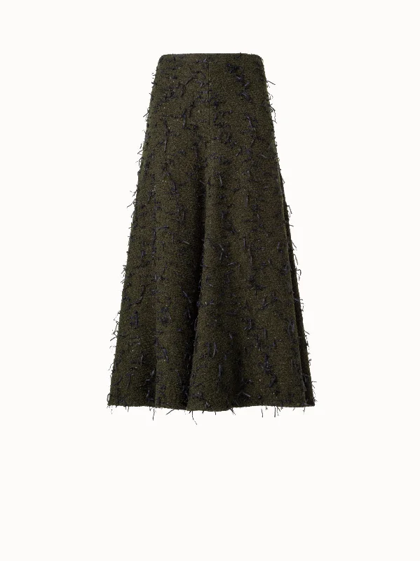 Flared Midi Skirt in Sequins-Bouclé