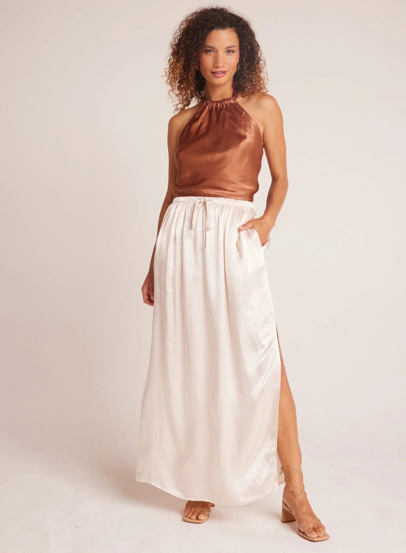 Pleat Front Maxi Skirt