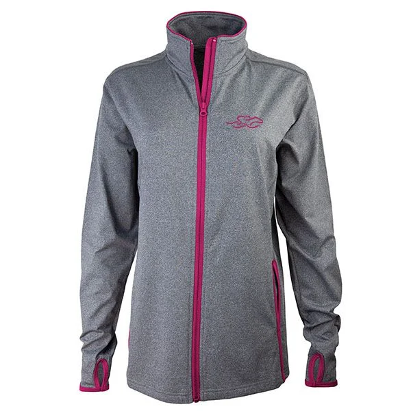 Flatter and Trim Full Zip Jacket - Gray with Berry