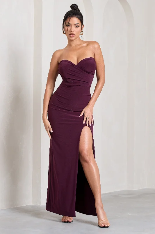 Dynamite | Plum Pleated Bodice Split Maxi Dress