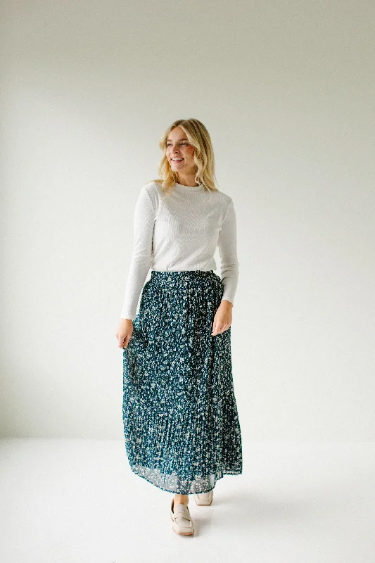 'Celine' Accordion Pleated Floral Maxi Skirt