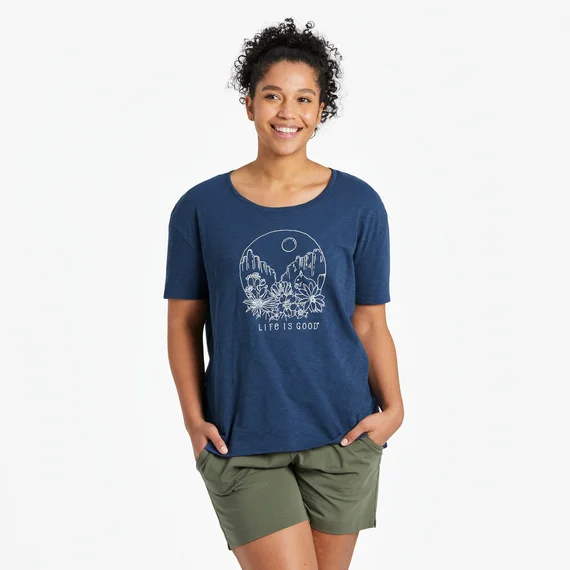 Women's Canyon Flowers Relaxed Fit Slub Tee