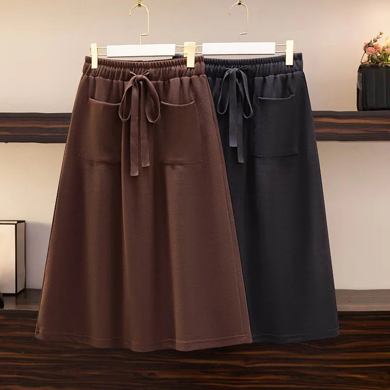 Women's Elastic Drawstring Fashion Designer 5-9XL Midi Skirts (Plus Size)