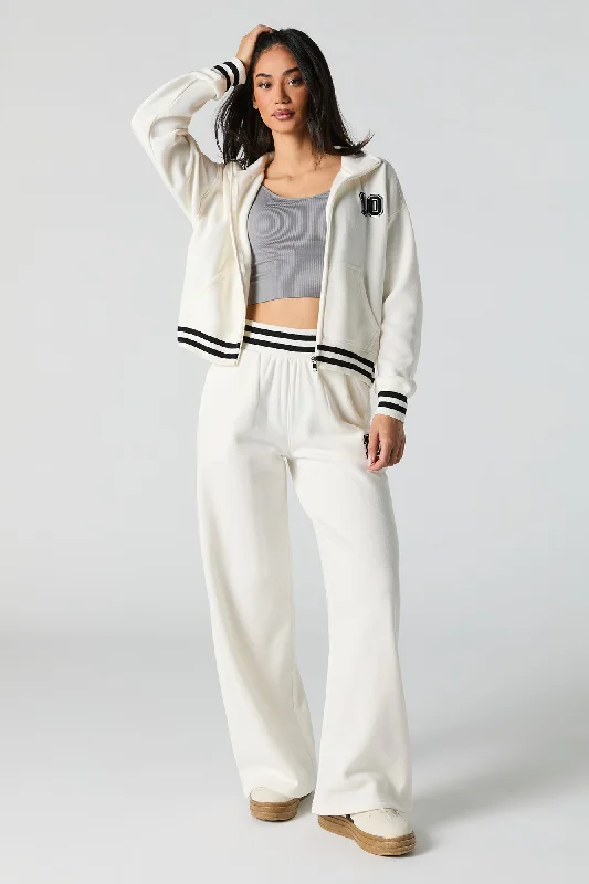 10 Embroidered Fleece Wide Leg Sweatpant