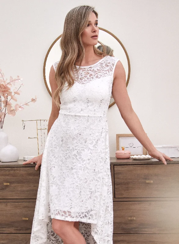 Asymmetric Lace Illusion Dress