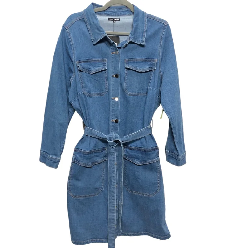 Dress Casual Short By Fashion Nova In Blue Denim, Size: 2x