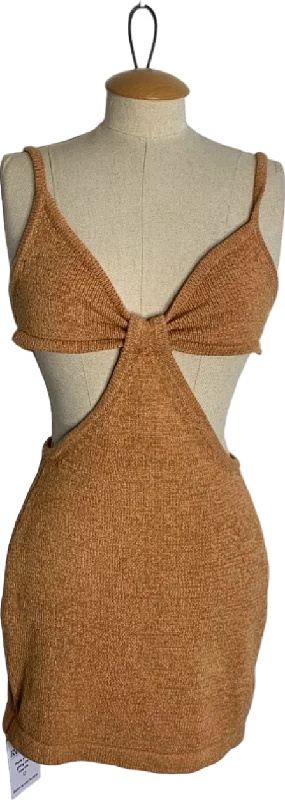 Fashion Nova Tan Knit Cutout Dress XS