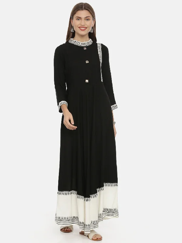 Neeru's Black Printed Anarkali Kurta