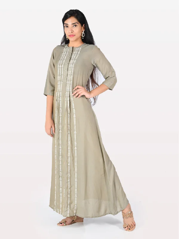 Neeru's Grey Embroidered Anarkali Kurta