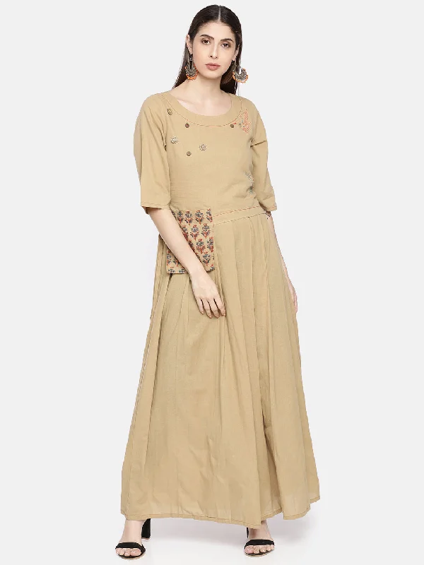 Neeru's Khaki A Line Kurta