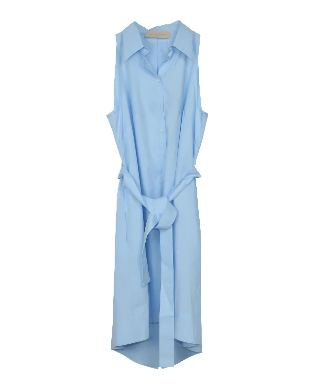 Antonio Berardi Midi Shirt Dress in Light Blue Cotton