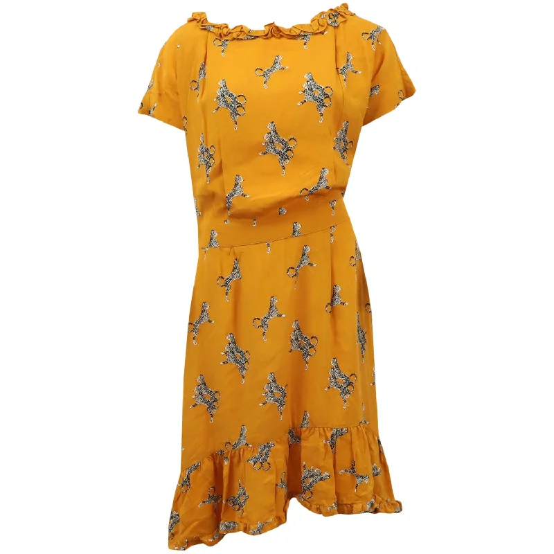 Baum Und Pferdgarten Flamenco Midi Dress in Yellow Viscose