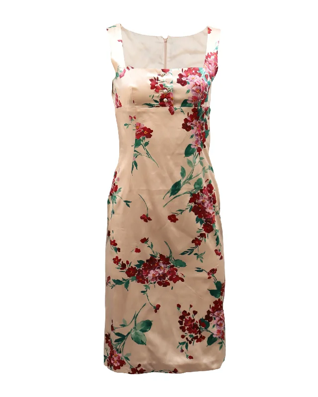 DressDolce & Gabbana Longuette Midi Dress in Floral Pint Silk