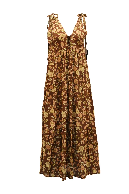 Faithfull The Brand Opatija Plunging Midi Dress In Floral Print Rayon