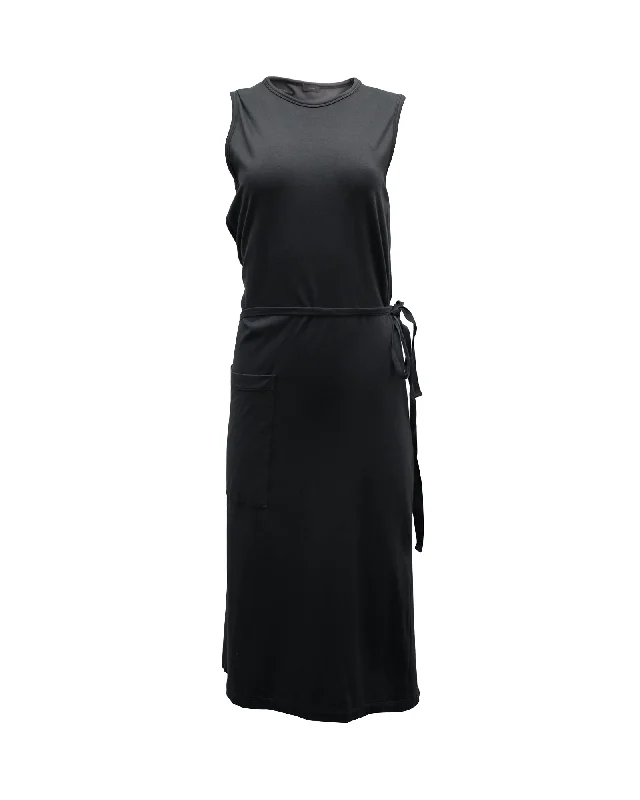 Joseph Belted Midi Dress in Dark Grey Cotton