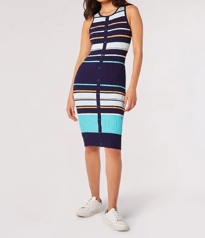 Katie Midi Dress In Navy Mix