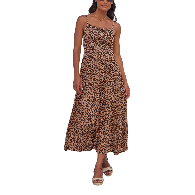 LASCANA Women's Leopard Print Midi Dress