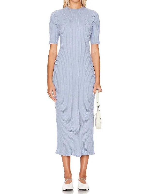 Maeve Rib Knit Midi Dress In Ashley Blue