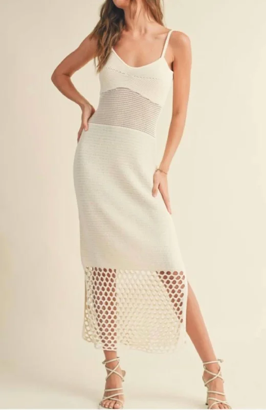 Net Midi Dress In Ivory