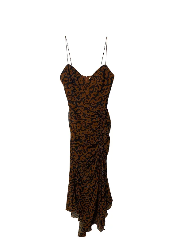 Nicholas Midi Dress in Leopard Print Silk Chiffon