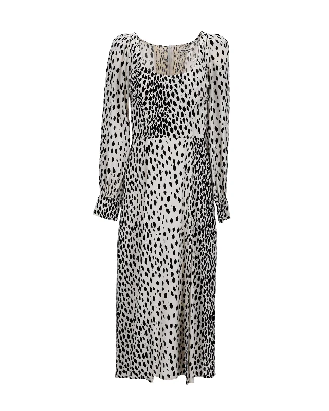 Reformation Alessi Crepe Midi Dress in Animal Print Viscose