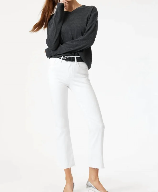 Anika Cropped Flare Jeans In White Flex Blue