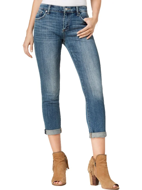 Sienna Womens Distressed Mid-Rise Skinny Jeans