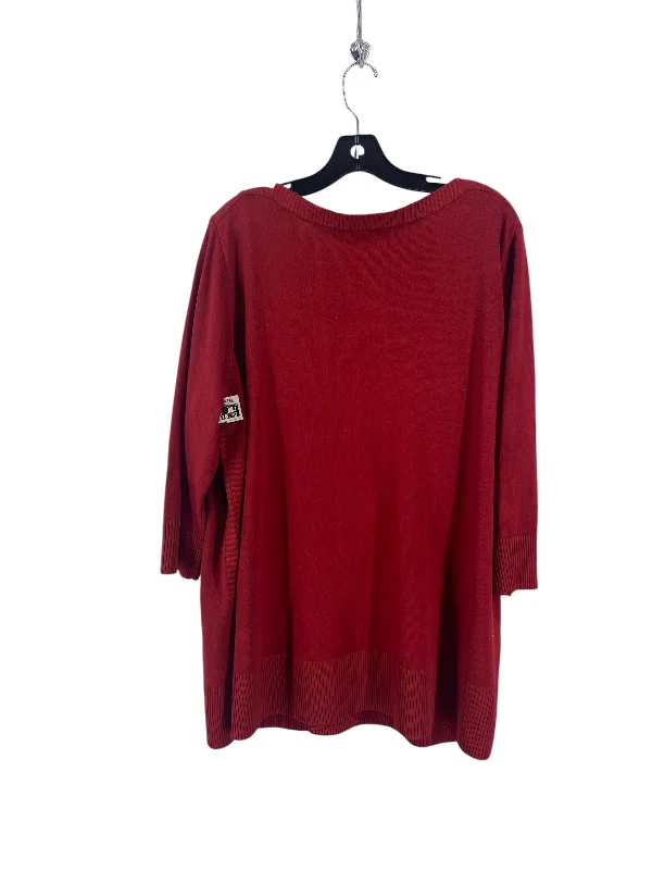 Top Long Sleeve By Cable And Gauge In Red, Size: 2x