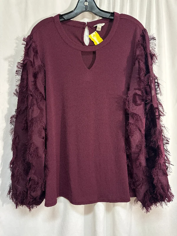 Top Long Sleeve By Cato In Purple, Size: 1x